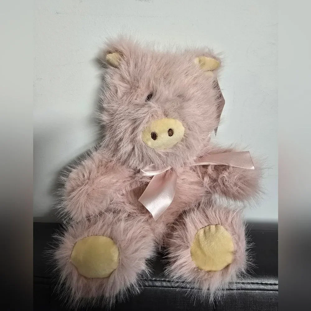 Easter Valentine's Birthday Medium Pink Furry Pig Plush 11